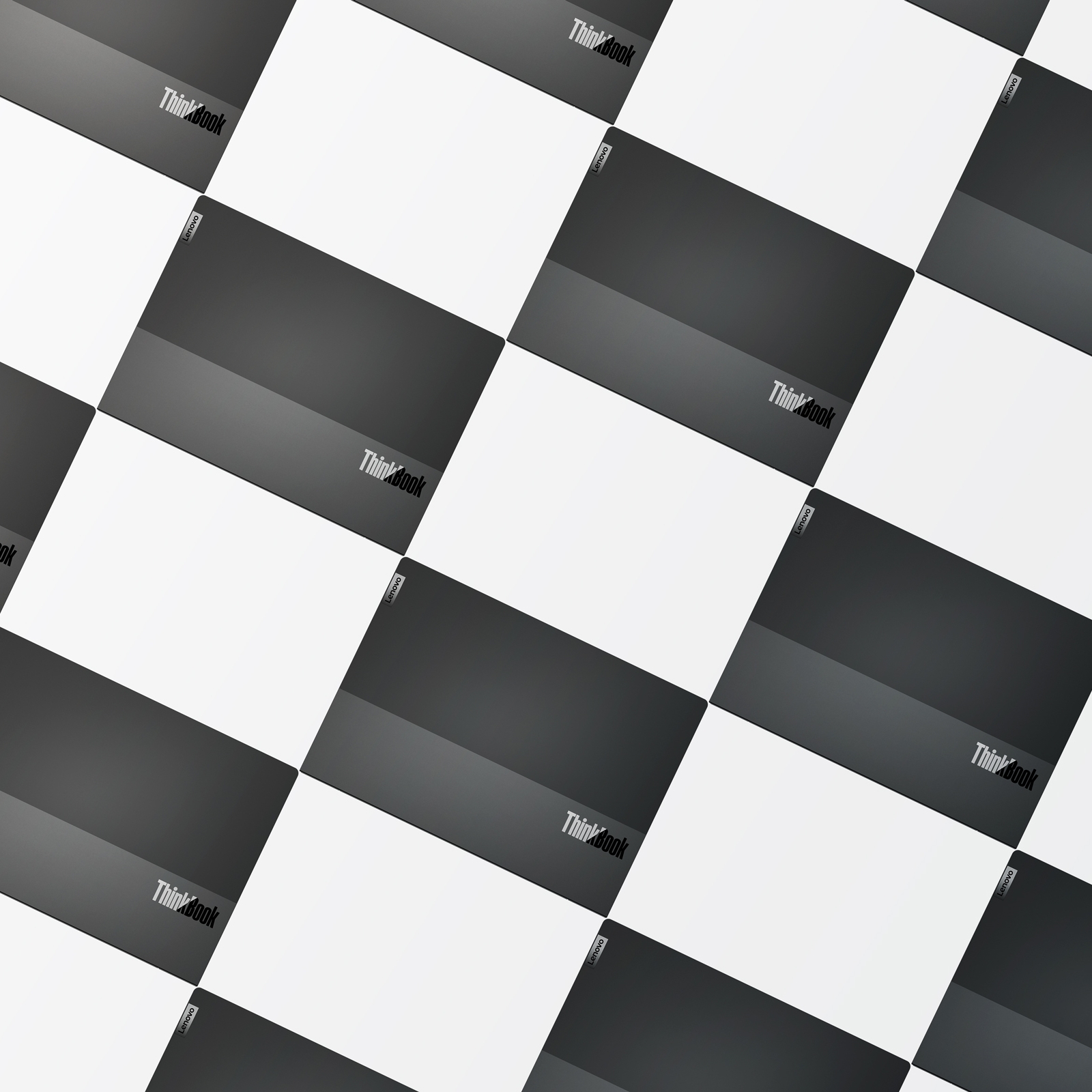 Lenovo ThinkPads arranged into a checkered flag.