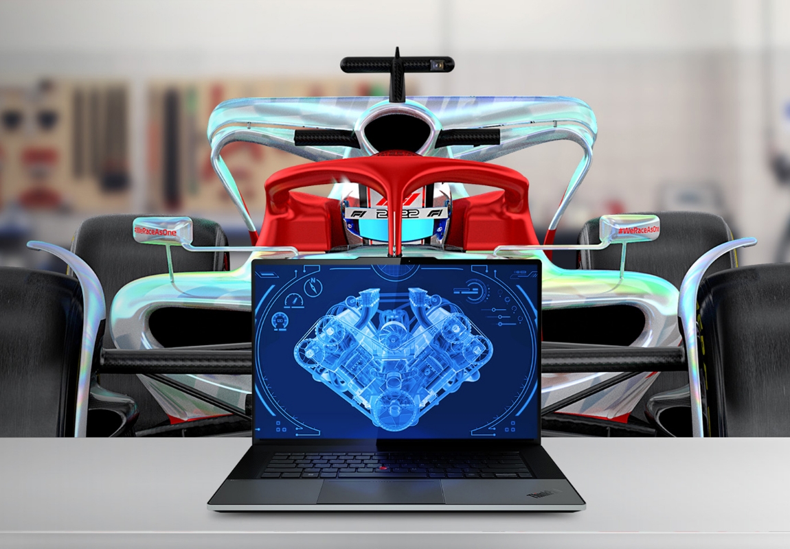Formula 1 car and Lenovo ThinkPad.