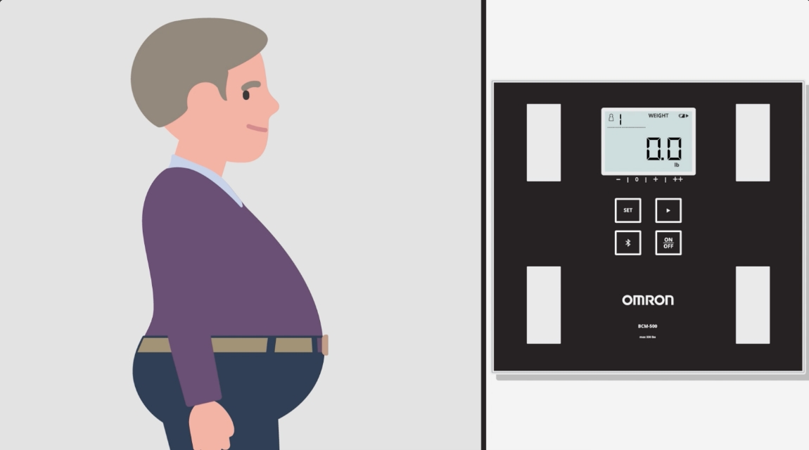 Illustration of patient using the scale.